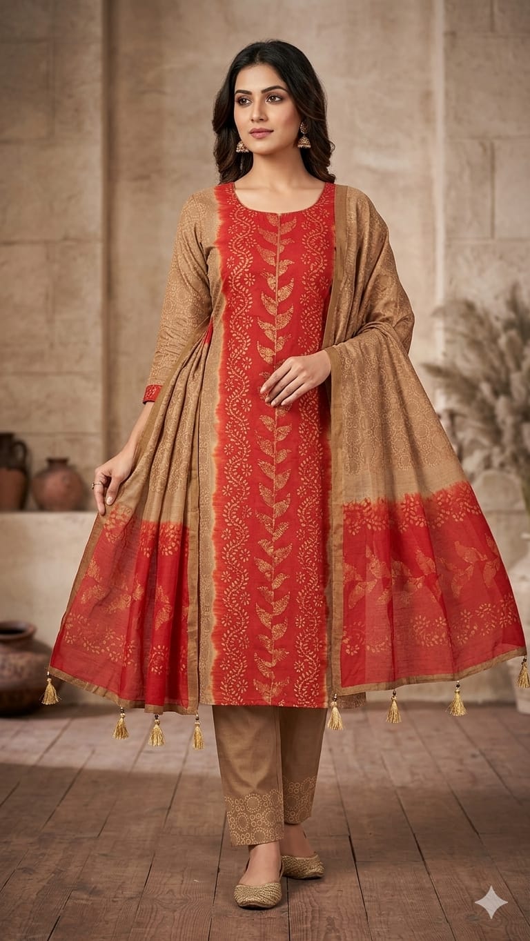 Unstitch Silk Batik Three Piece